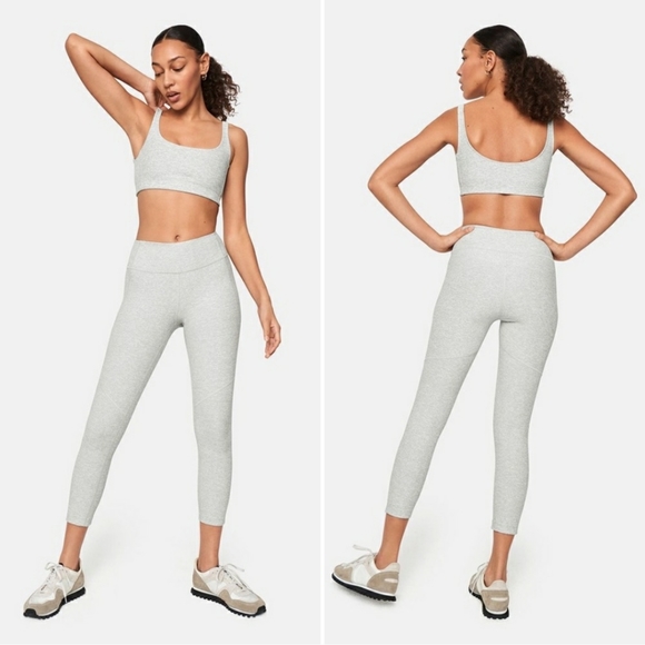 Outdoor Voices 3/4 Warmup High Rise Waisted Leggings Grey - Picture 2 of 9